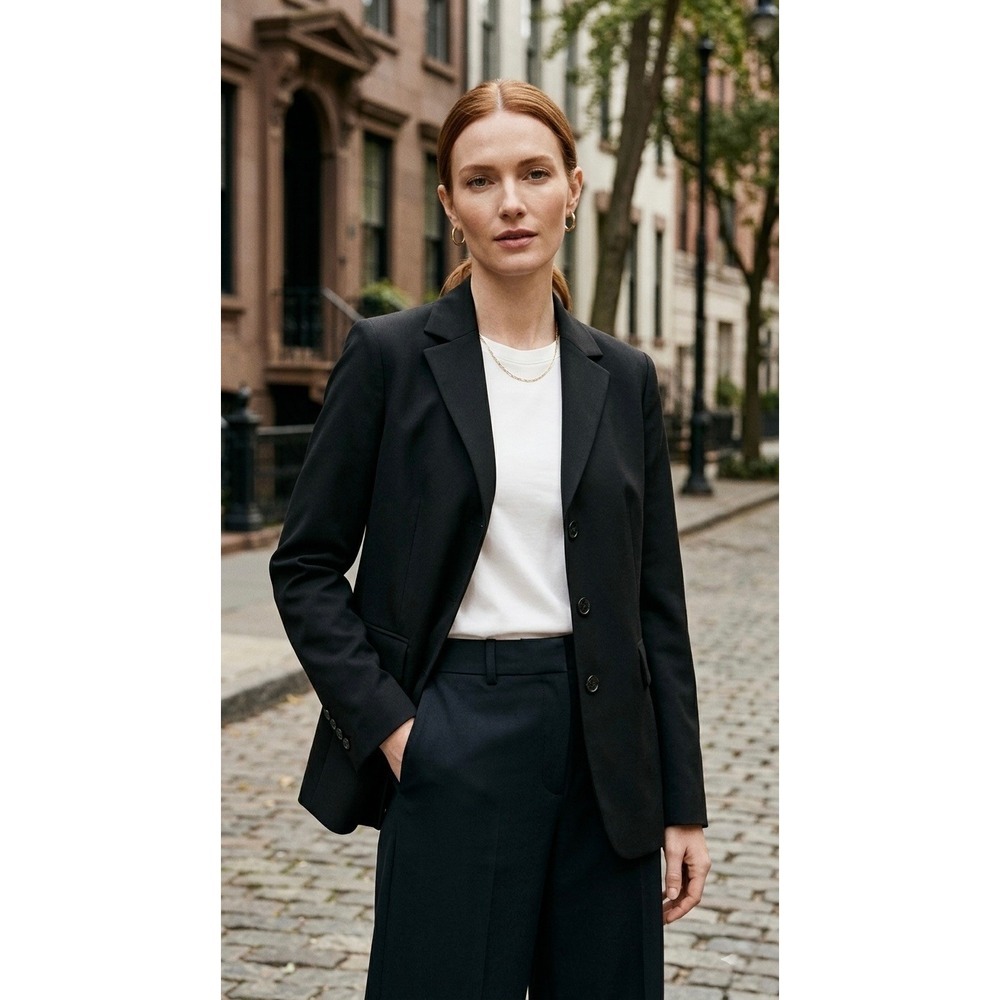 J.Crew Womens Black 100% Wool 3-Button Blazer Jacket Style 34190 Size 10 Japan